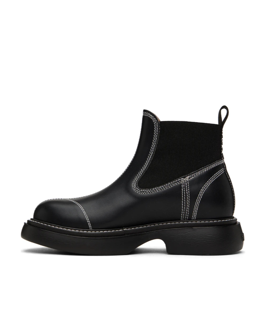 Ganni Everyday Low Logo Detail Short Boots In Black