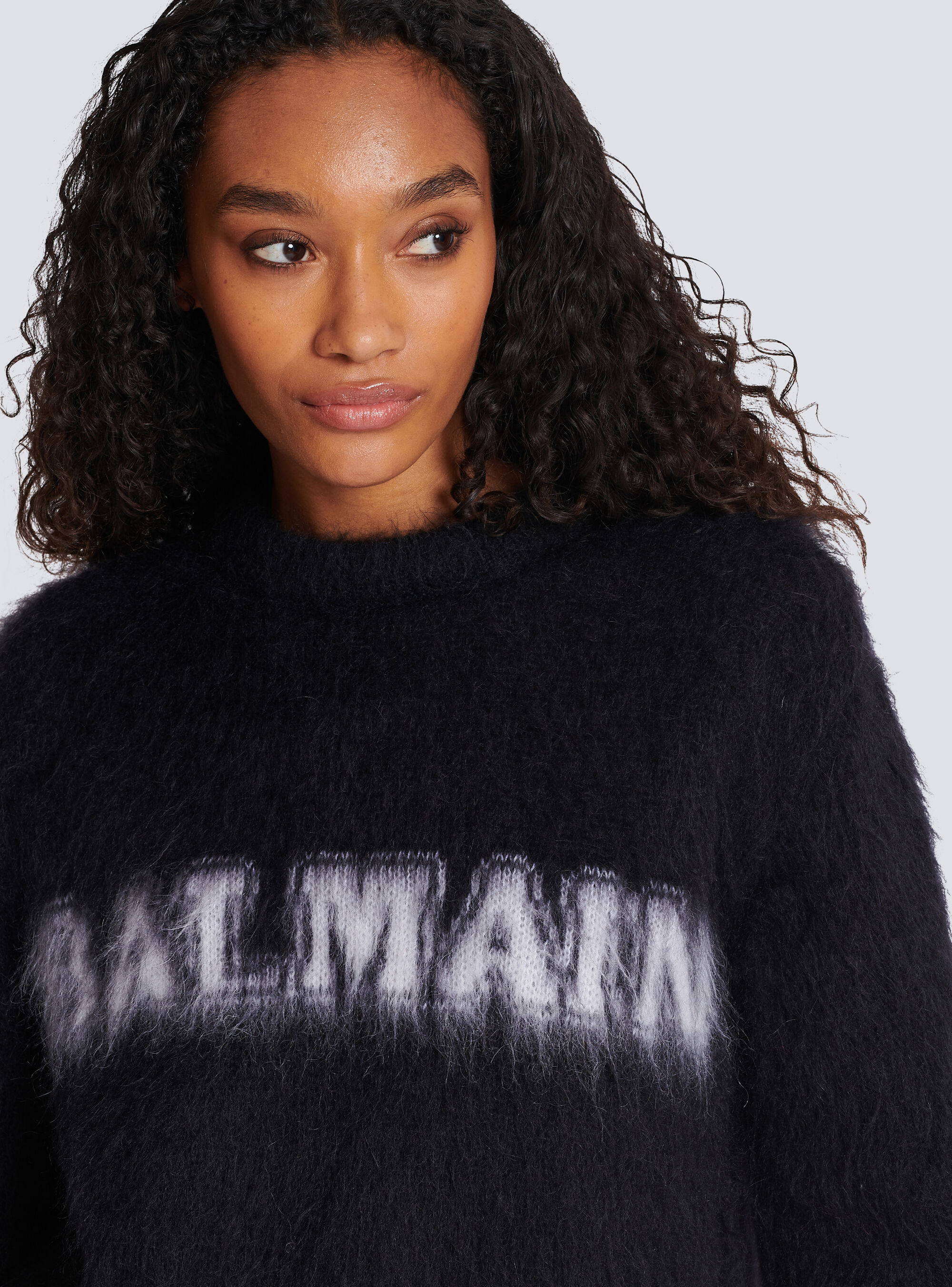 Balmain Black Mohair Sweatshirt In Black