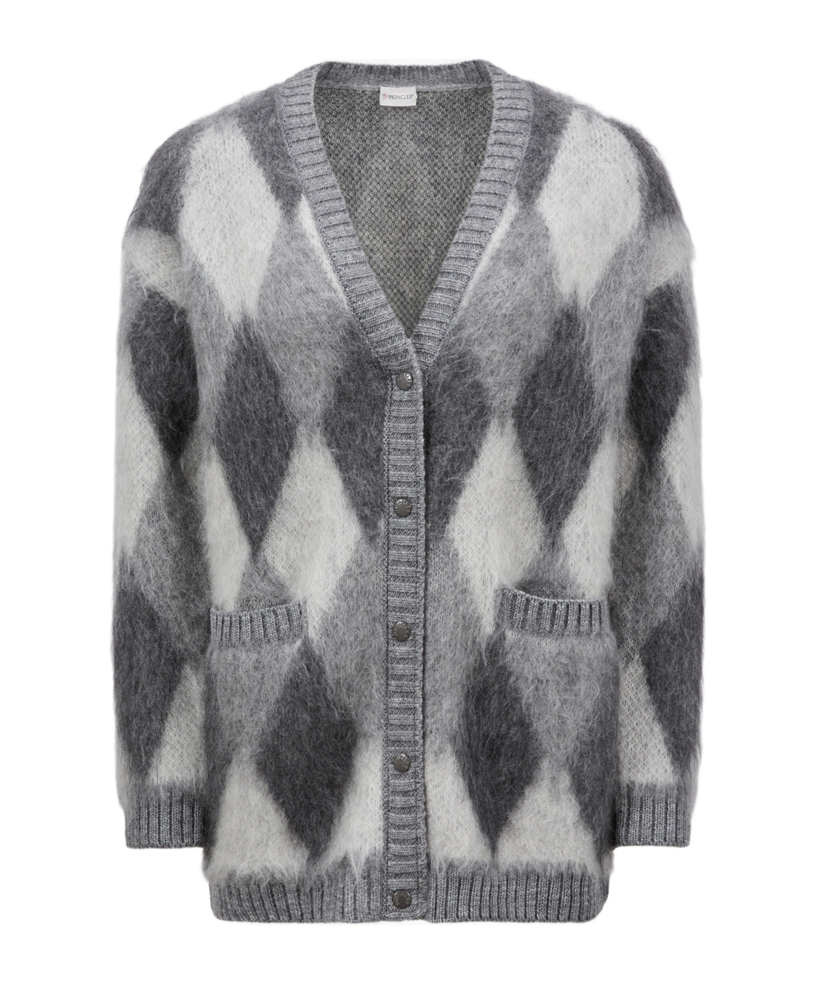 Moncler Wool Mohair Cardigan In Gray