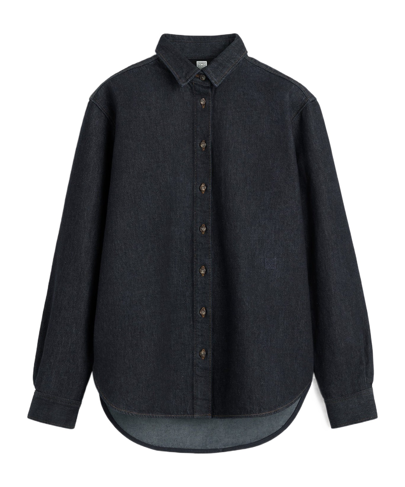 Totême Long-sleeved Denim Shirt In Black