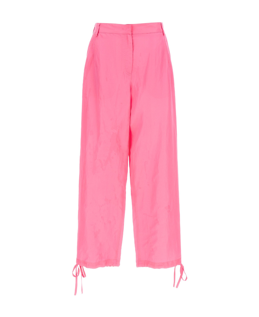 Msgm Elasticated-ankles Wide-leg Trousers In Pink