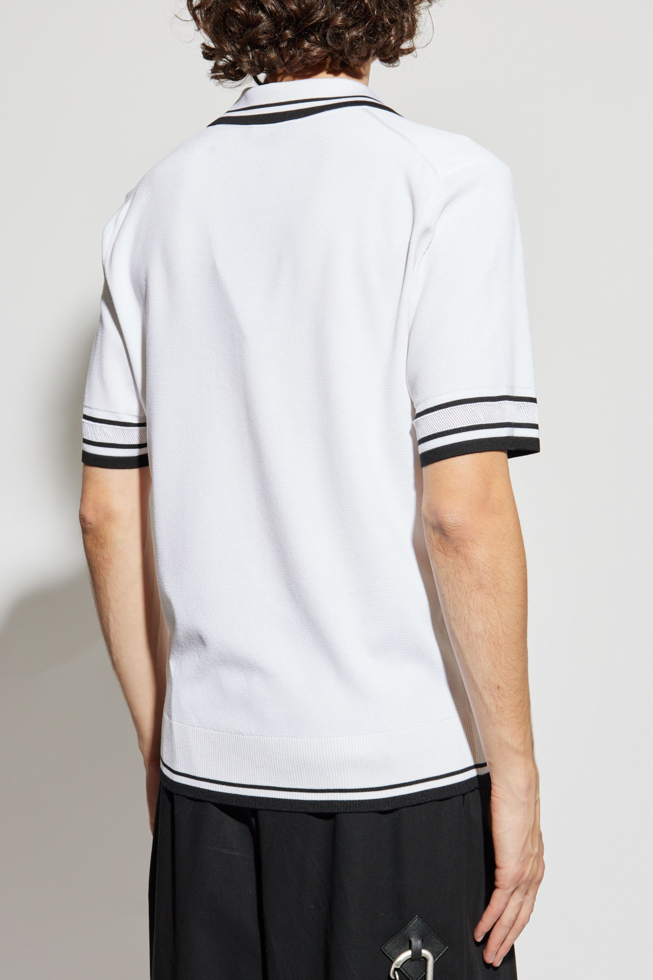 Dolce & Gabbana Striped-trim Polo-neck Top In Multi