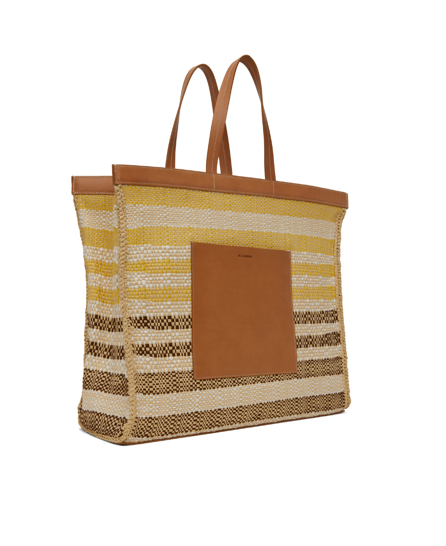 Jil Sander Striped Handbag In Brown