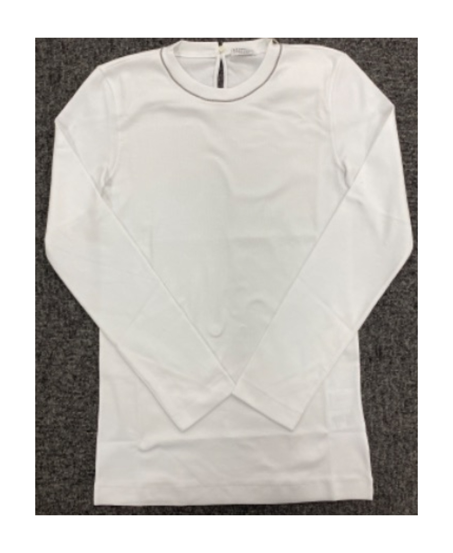 Brunello Cucinelli Beaded-trim Ribbed T-shirt In White