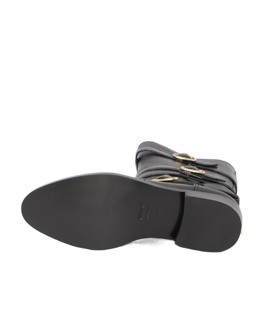Celine Lyra Buckle Short Boots In Black