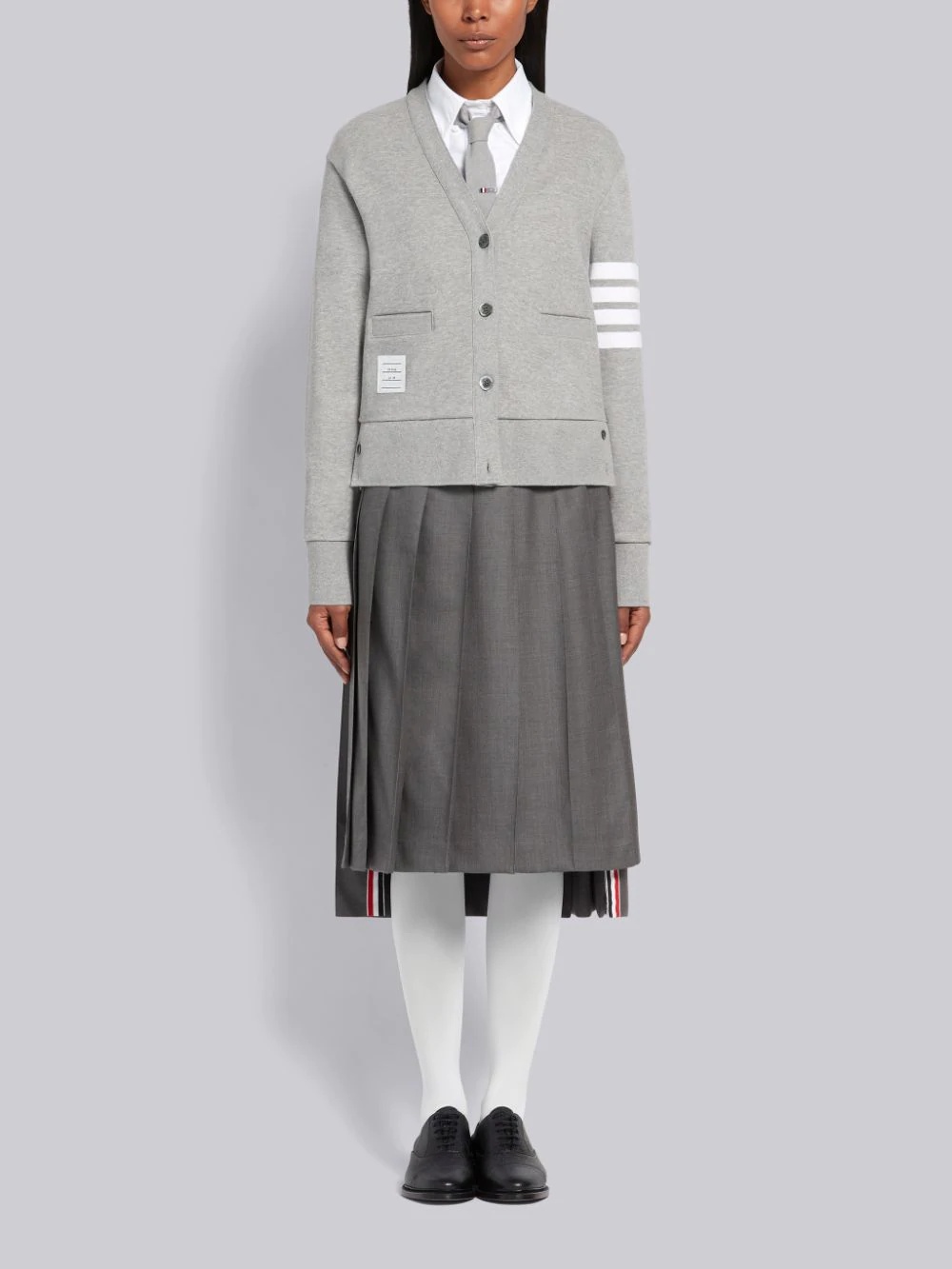 Thom Browne 4-bar Stripe Cardigan In Gray