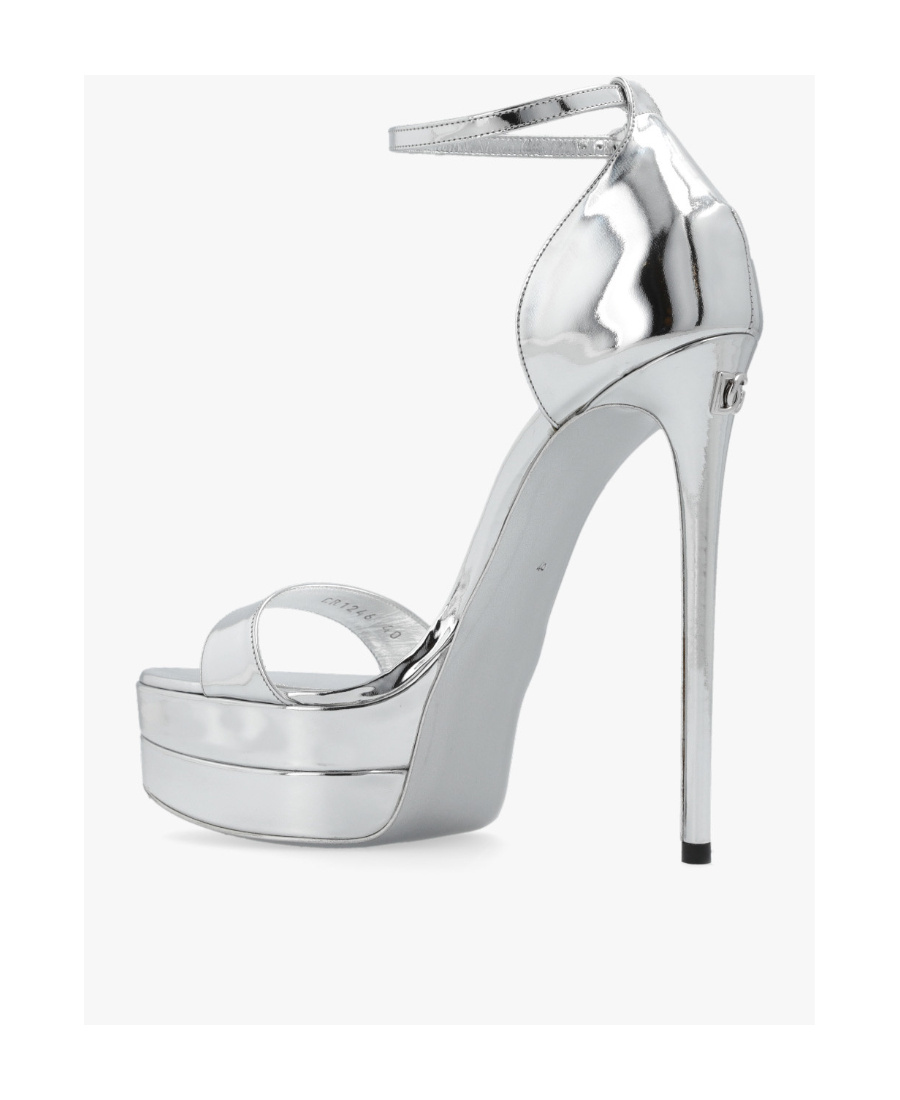 Dolce & Gabbana Metallic Mirror Ankle-strap Platform Sandals In White