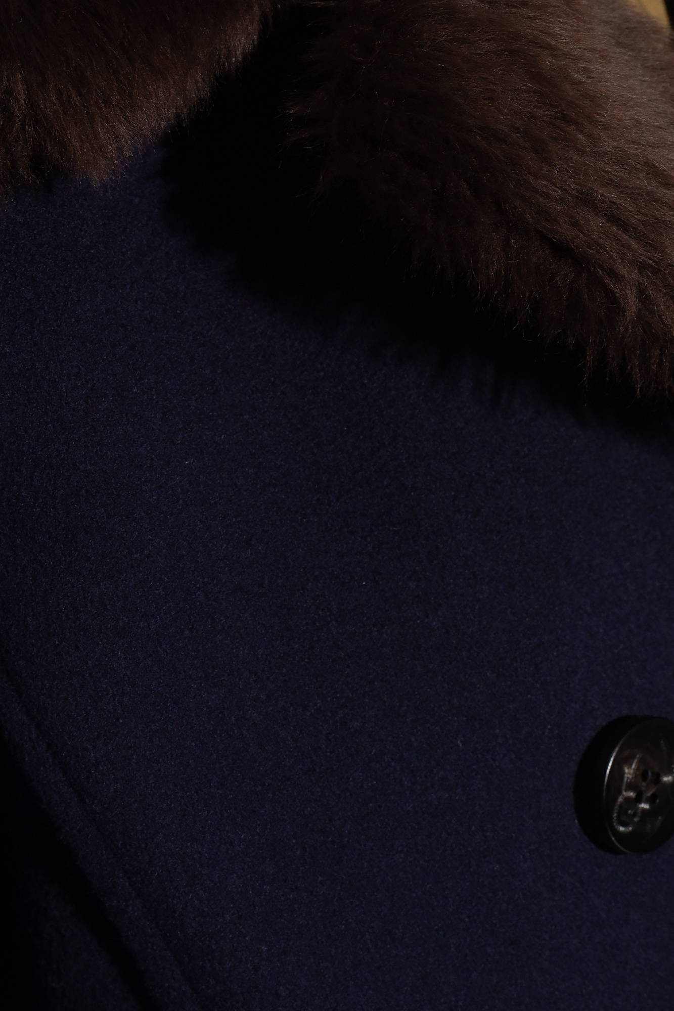 Tory Burch Notched-lapels Shearling Jacket In Blue