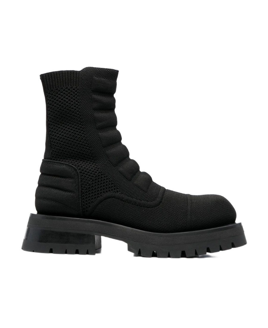 Balmain Knitted Combat Boots In Black