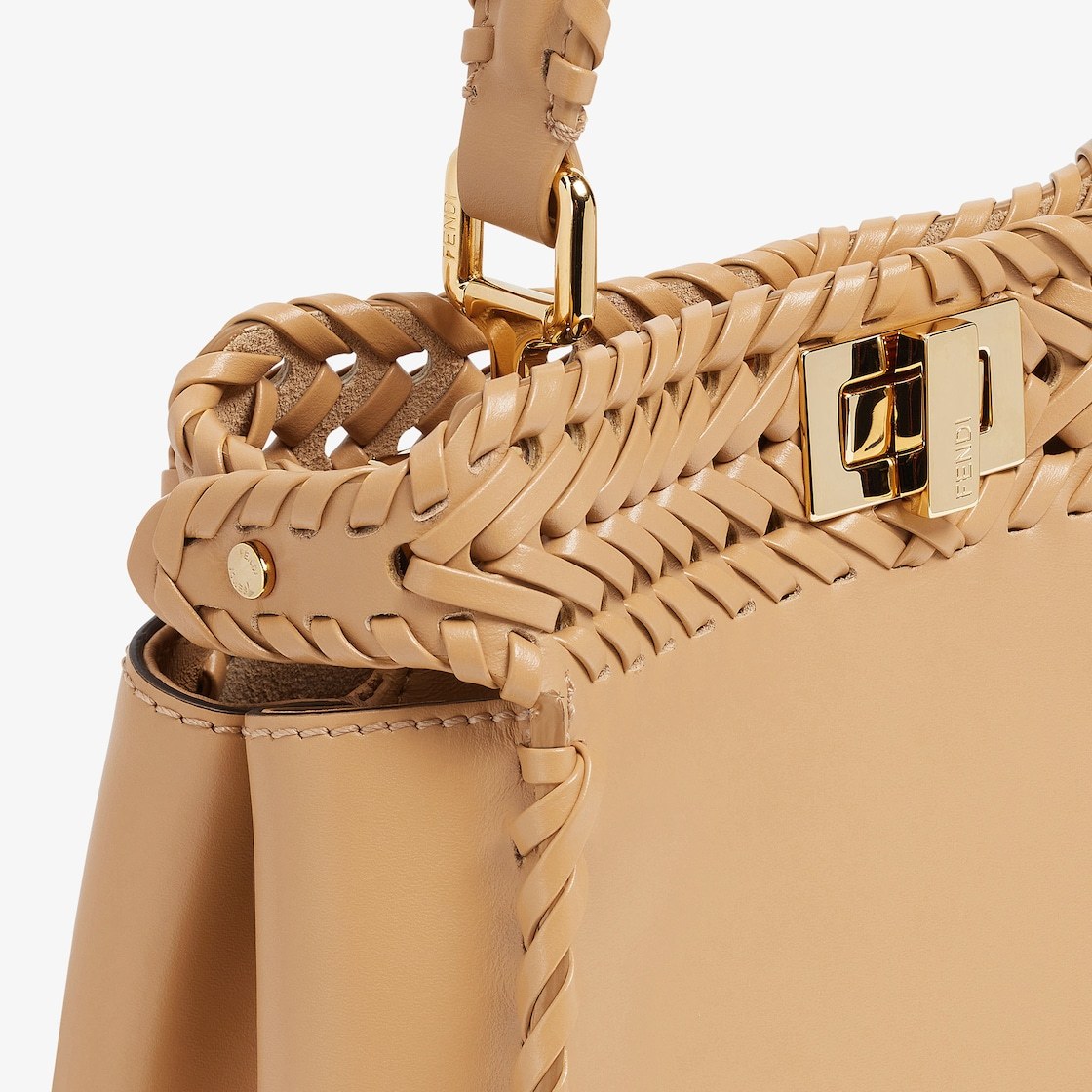 Fendi Mini Peekaboo Leather Bag In Nude