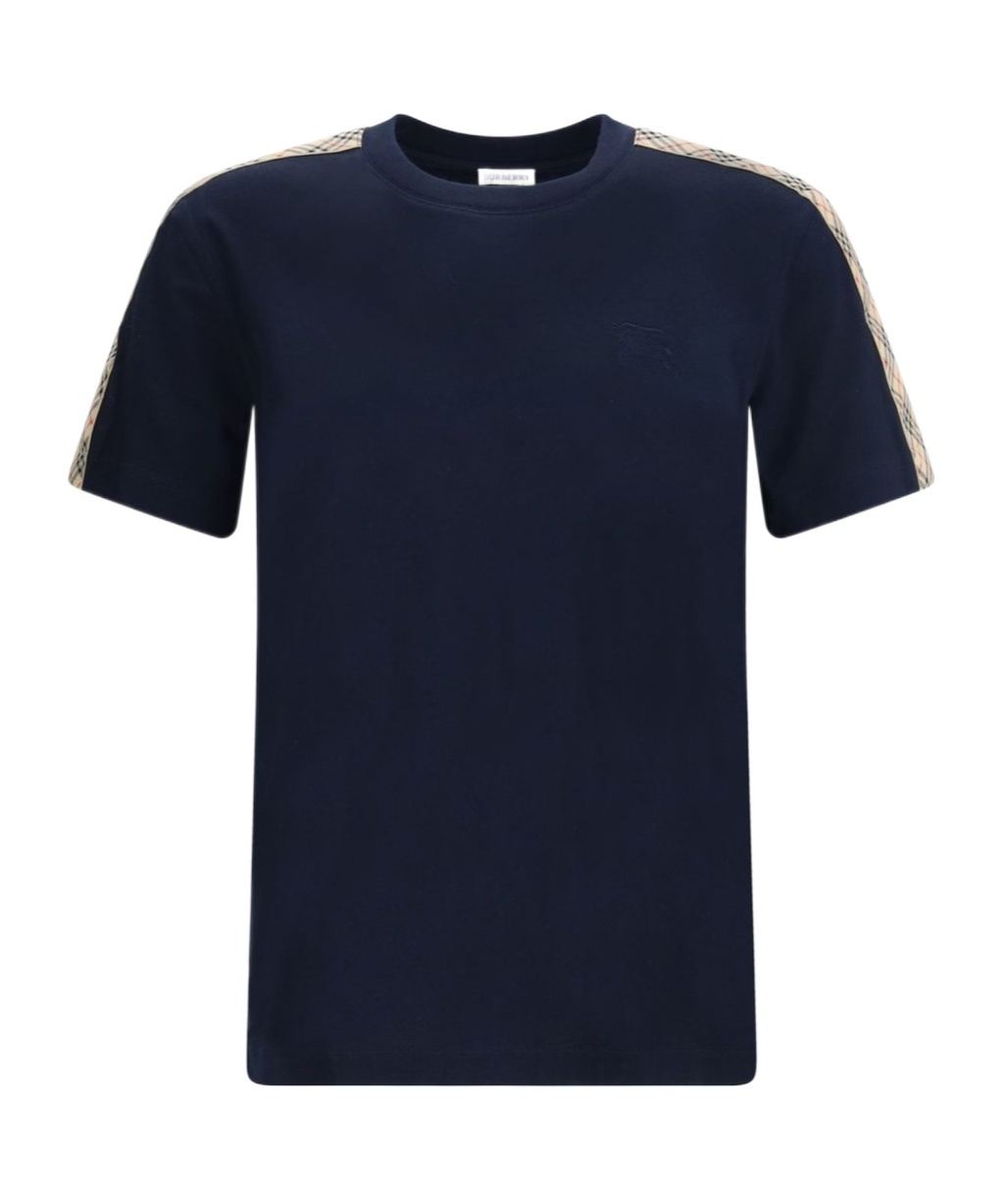 Burberry Ekd Embroidered Checked-band T-shirt In Black