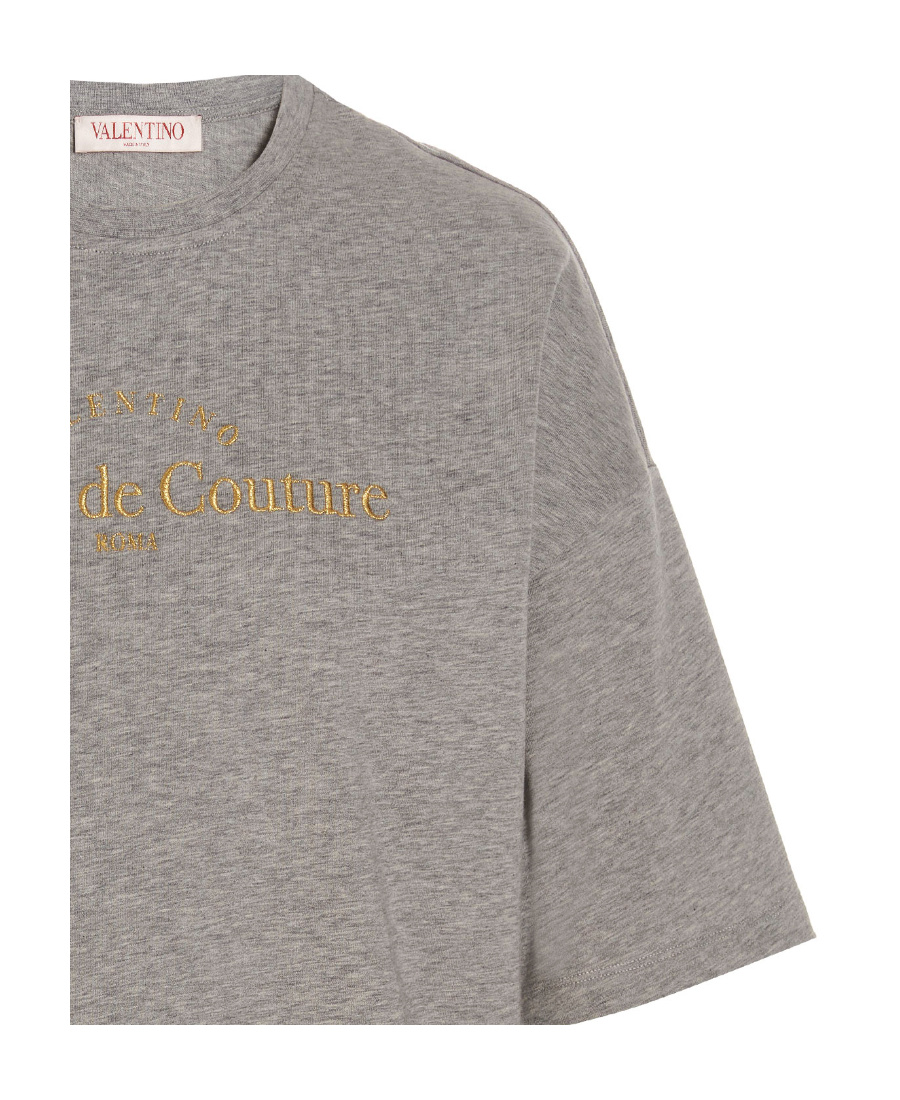 Valentino Gray Embroidered T-shirt In Gray