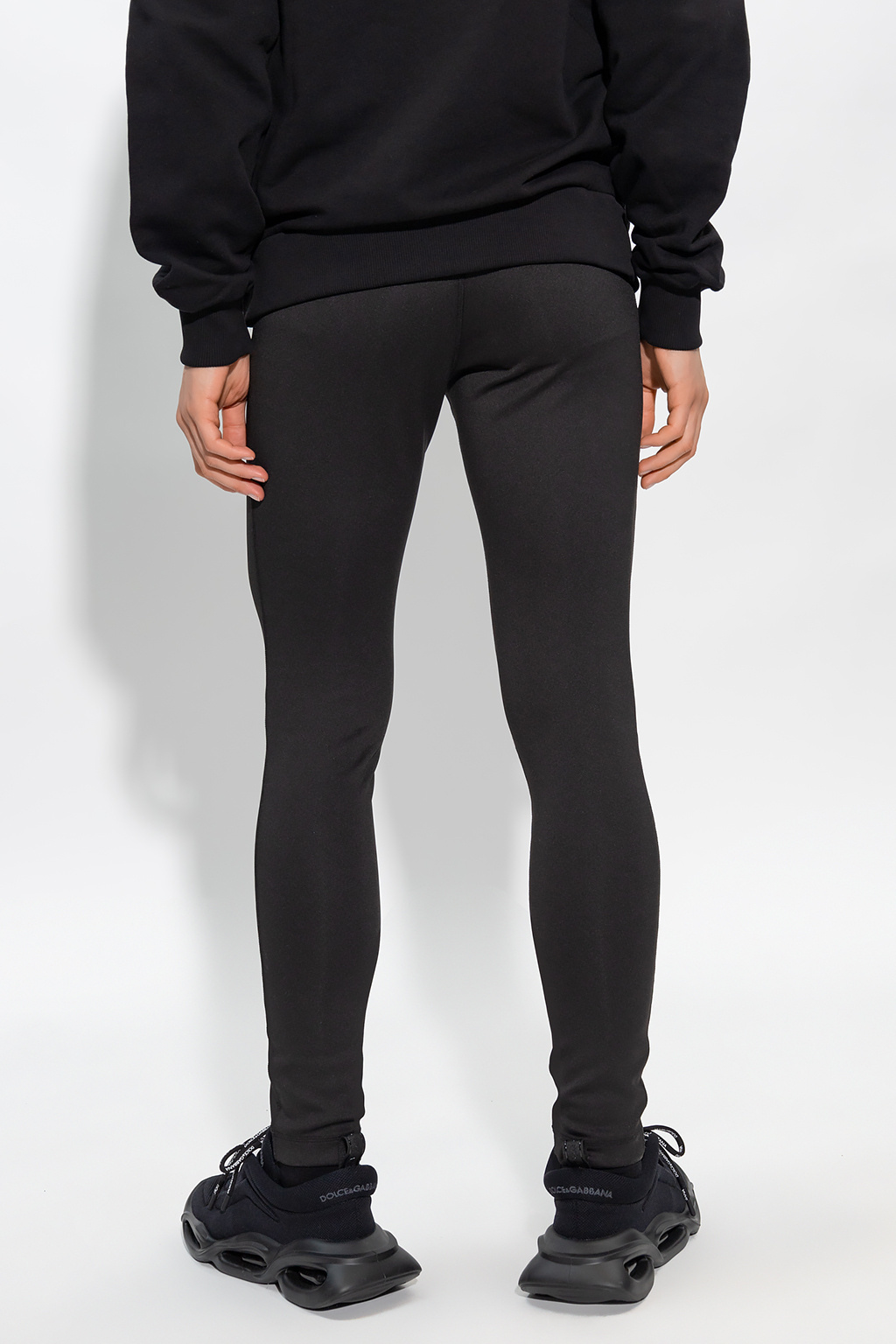 Dolce & Gabbana Logo-print Strap Leggings In Black