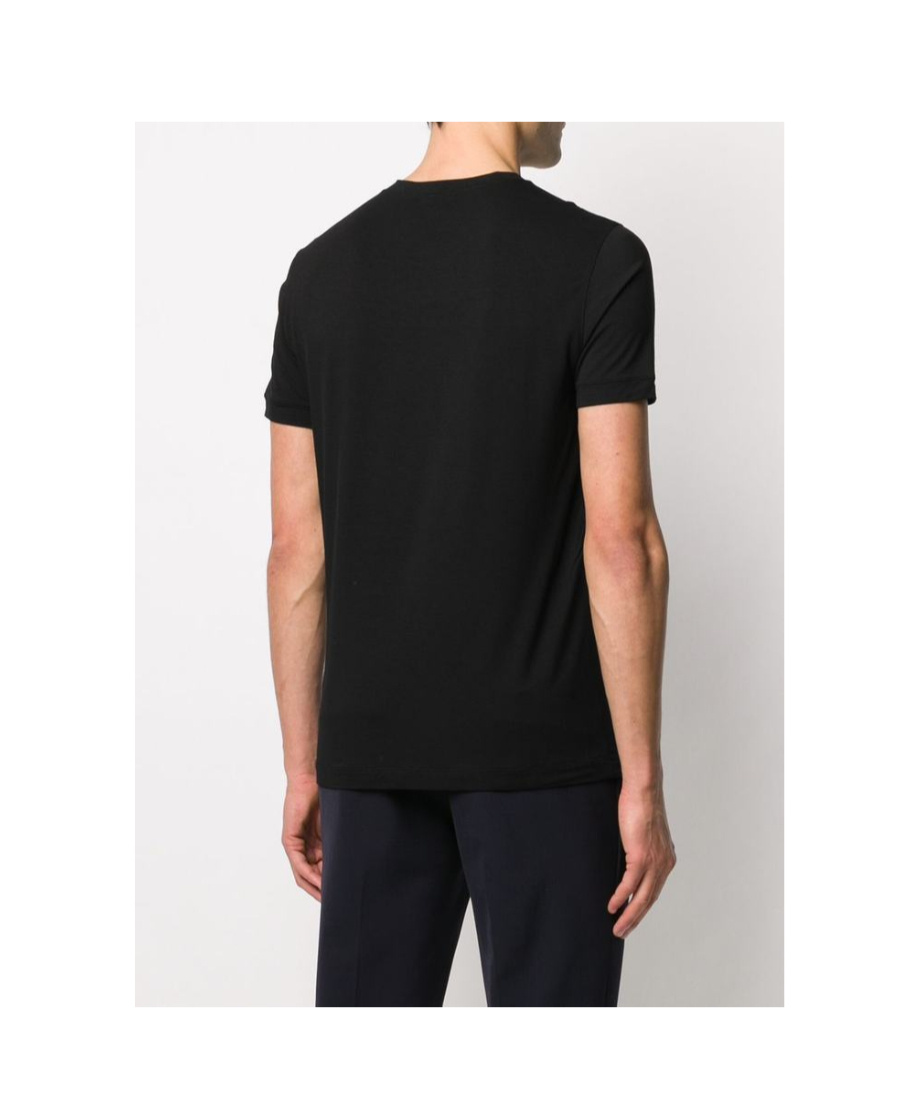 Shop Giorgio Armani Logo-print Slim-fit T-shirt In Black