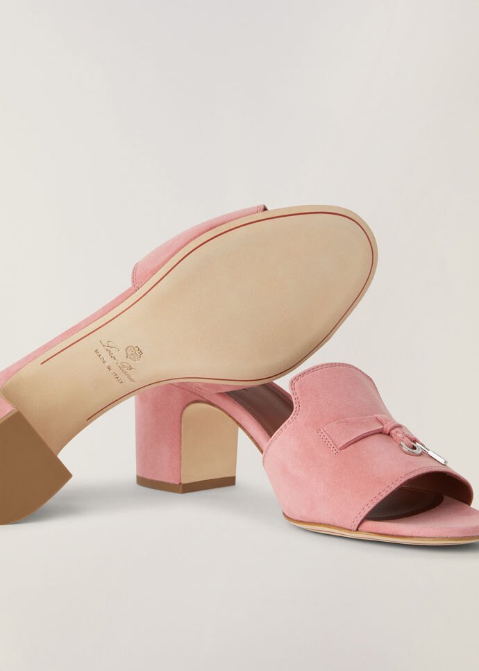 LORO PIANA SUEDE OPEN-TOED HIGH-HEELED SANDALS