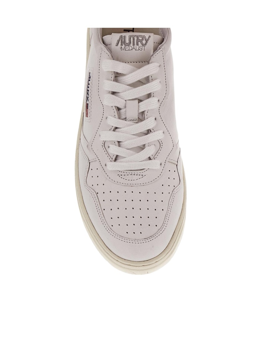 Autry Medalist Low White Sneakers With Suede Inserts And Tonal Heel Tab In Leather Man In White