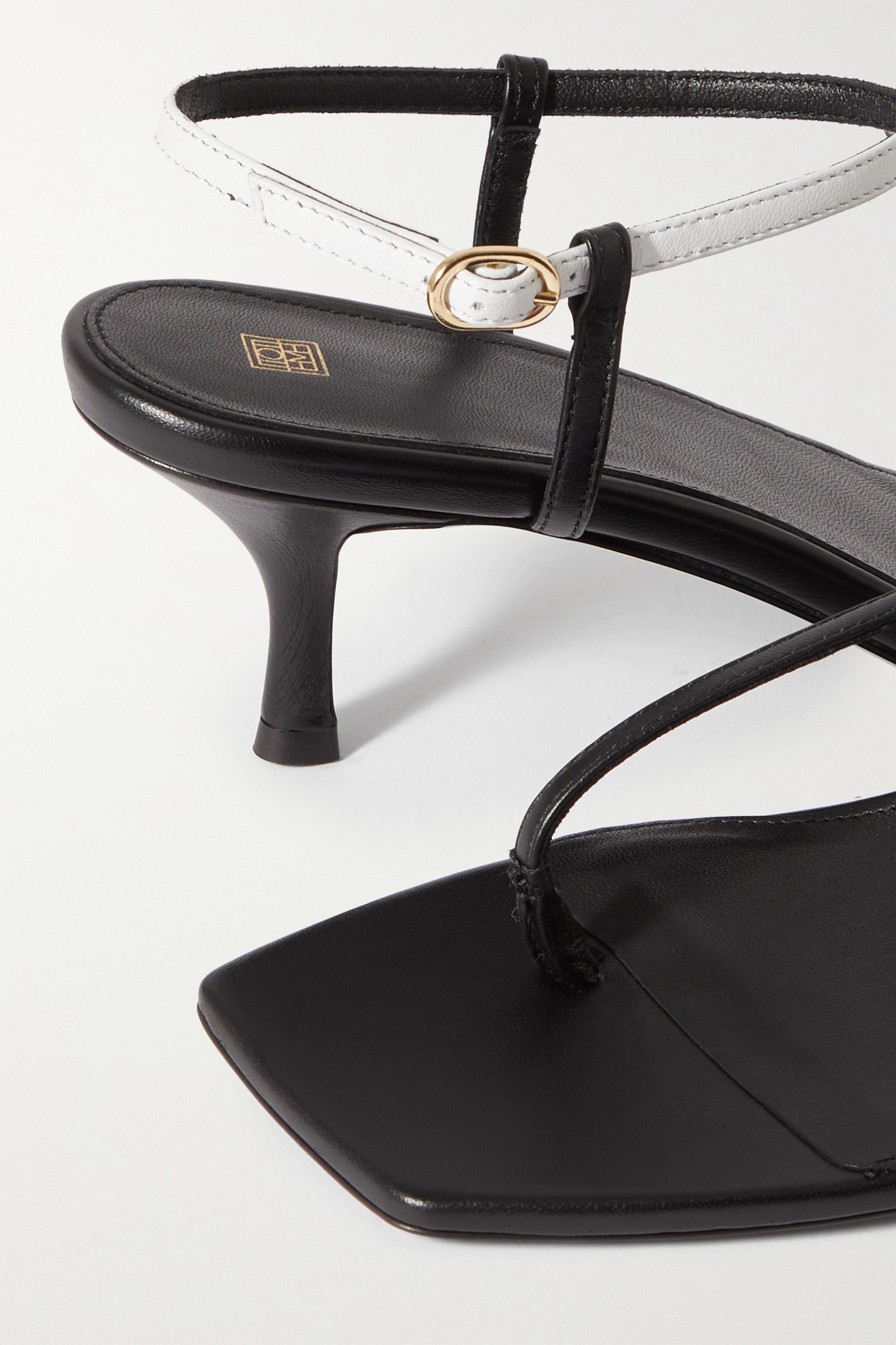 Totême Two-color High-heeled Sandals With Exposed Heels In Black