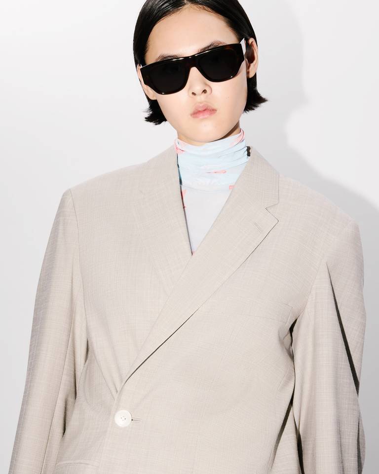Kenzo Long-sleeved Wool Suit Jacket In Nude