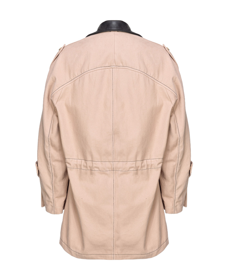 Pinko Parka In Cotone E Pelle In Nude