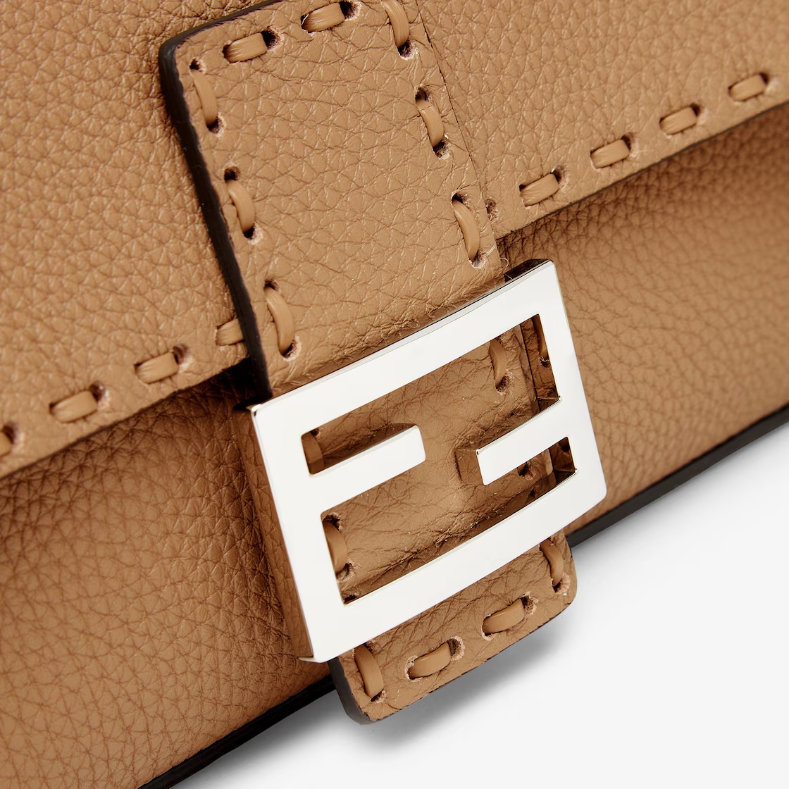 Shop Fendi Coffee-coloured Selleria Bag With 612 Hand-sewn Stitches In Brown