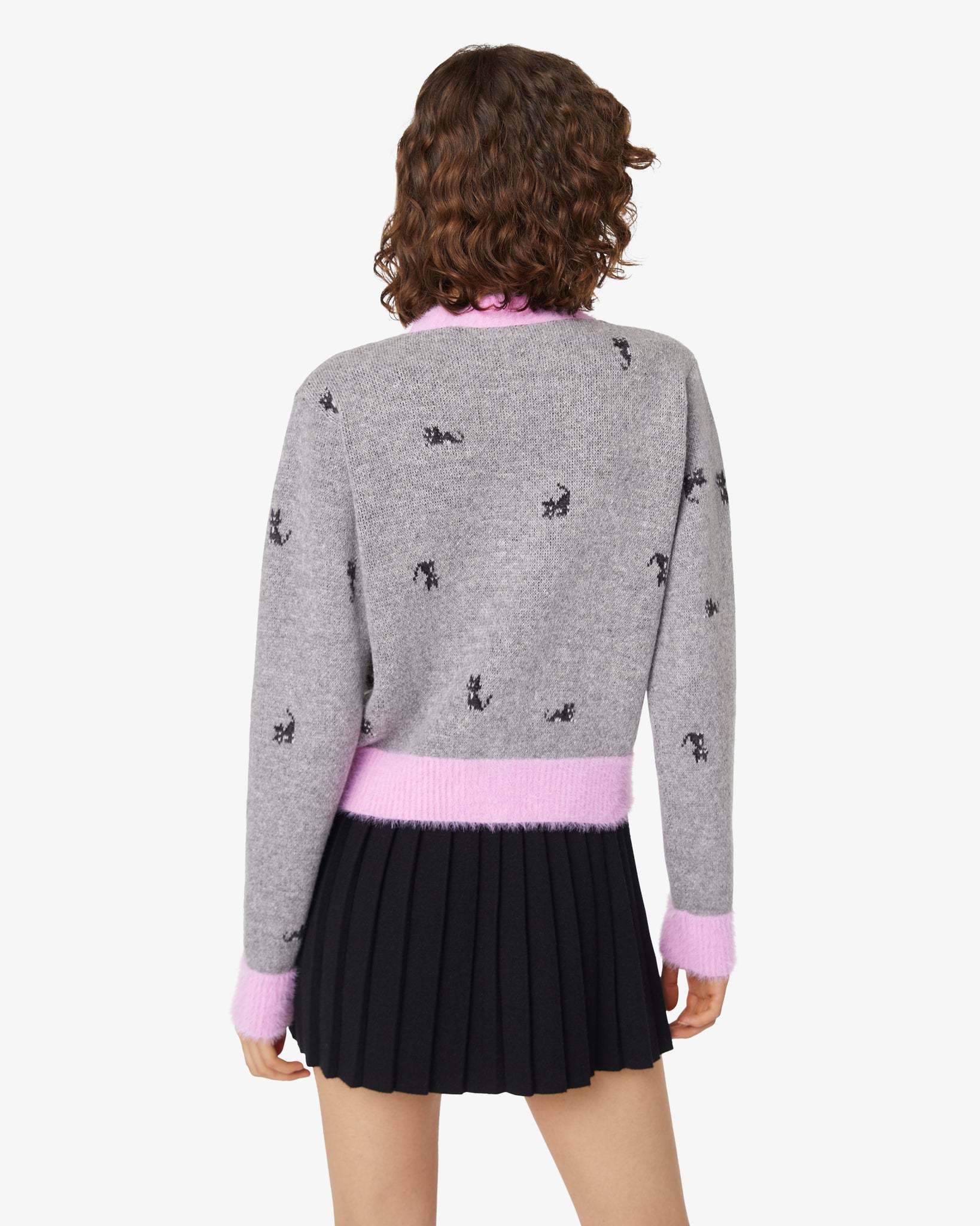 Gcds Kittho Cardigan In Gray And Pink Wool Blend In Gray