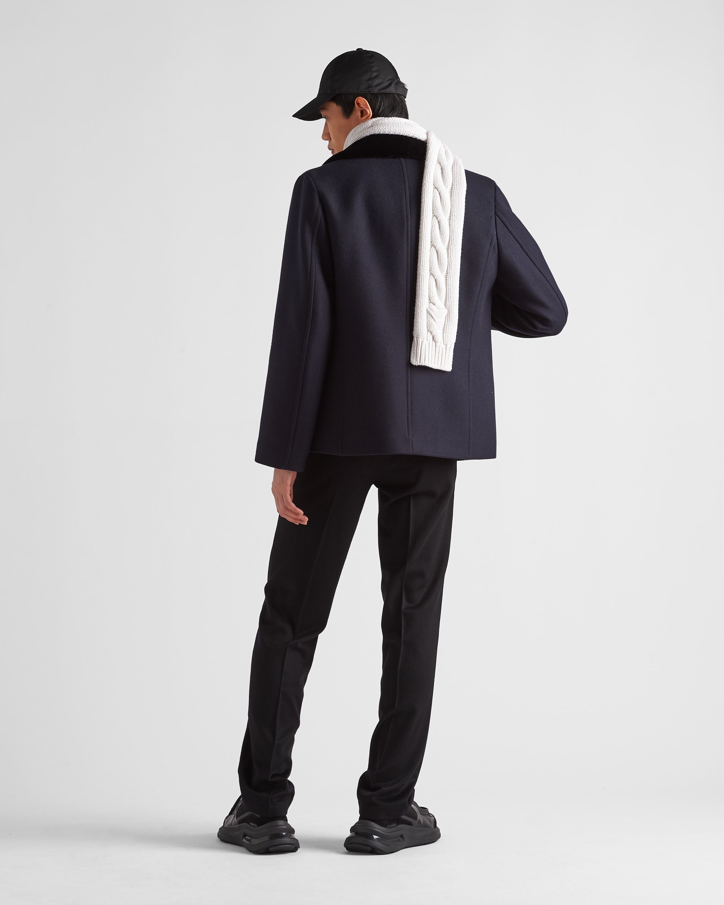 Prada Double-breasted Wool Peacoat In Blue