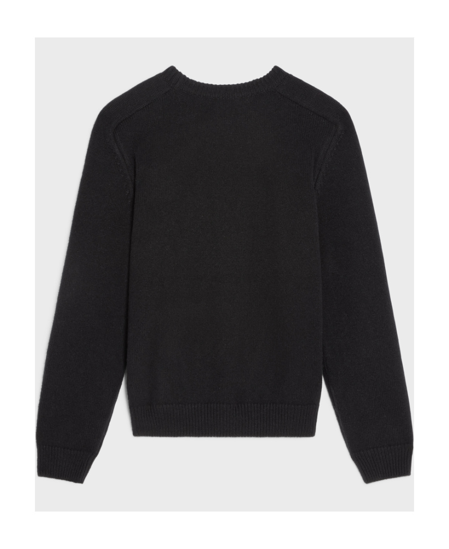 Celine Triomphe Crew Neck Sweater In Wool And Cashmere In Black