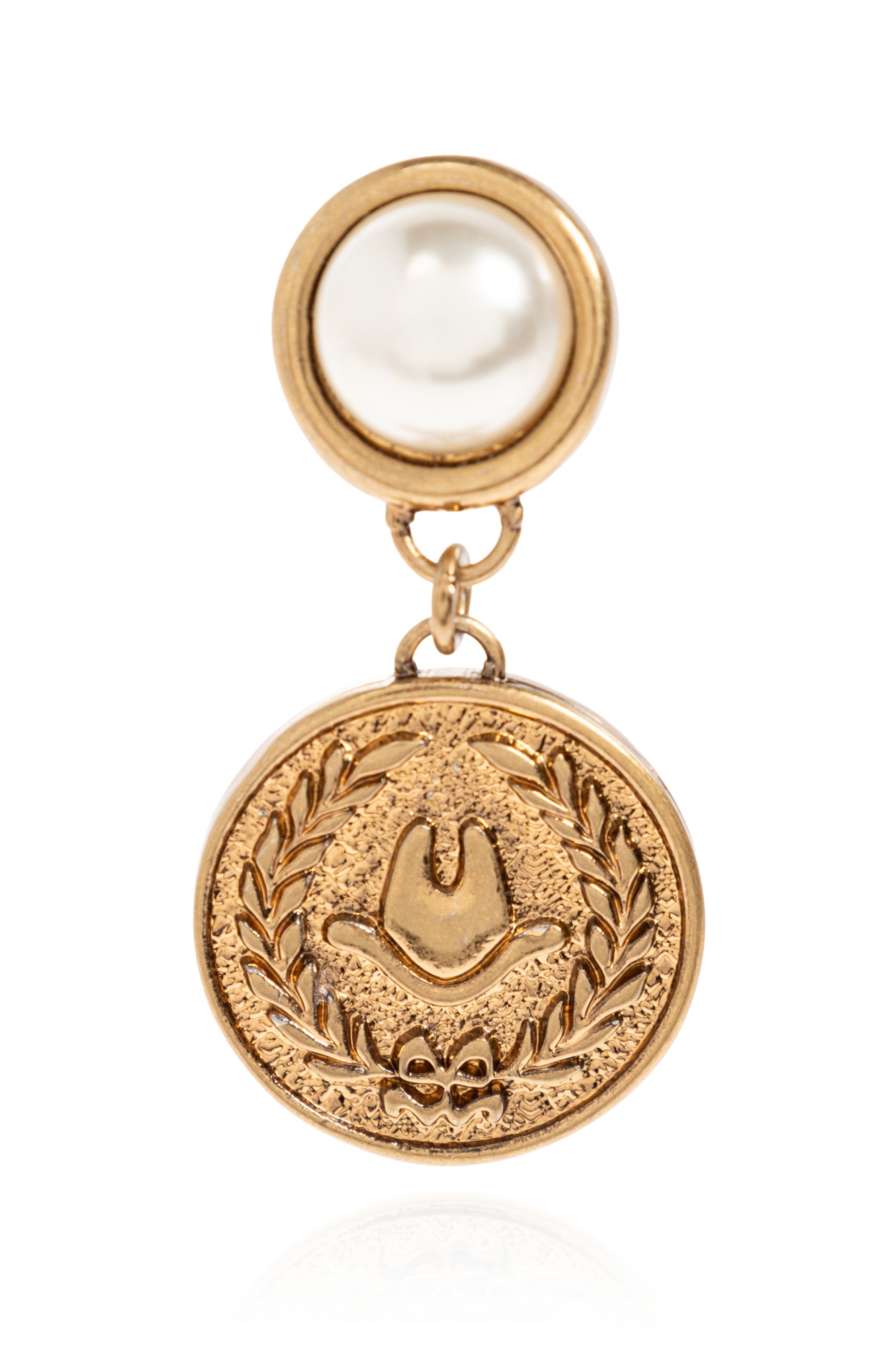 Moschino Pearl-embellished Coin Earrings In Gold