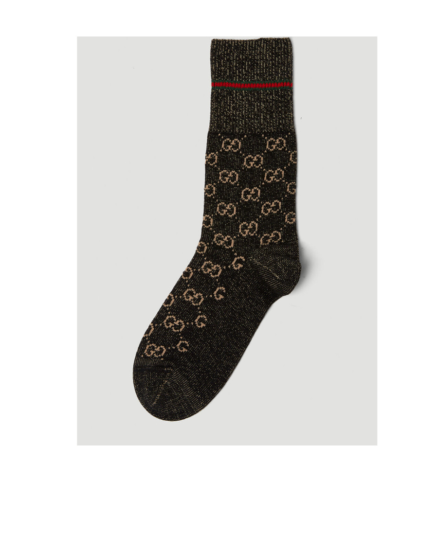 Gucci Monogram-pattern Crew Socks In Black
