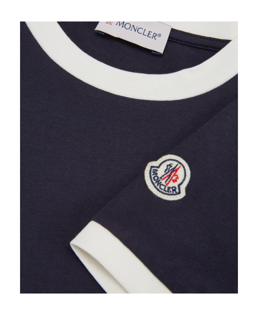 Moncler Logo-embroidered Cotton T-shirt In Blue