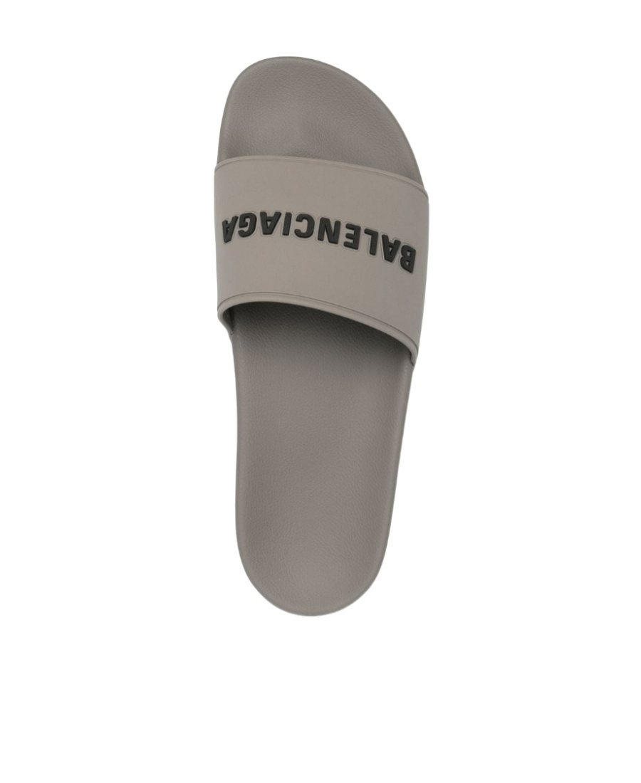 Balenciaga Raised-logo Slides In Gray