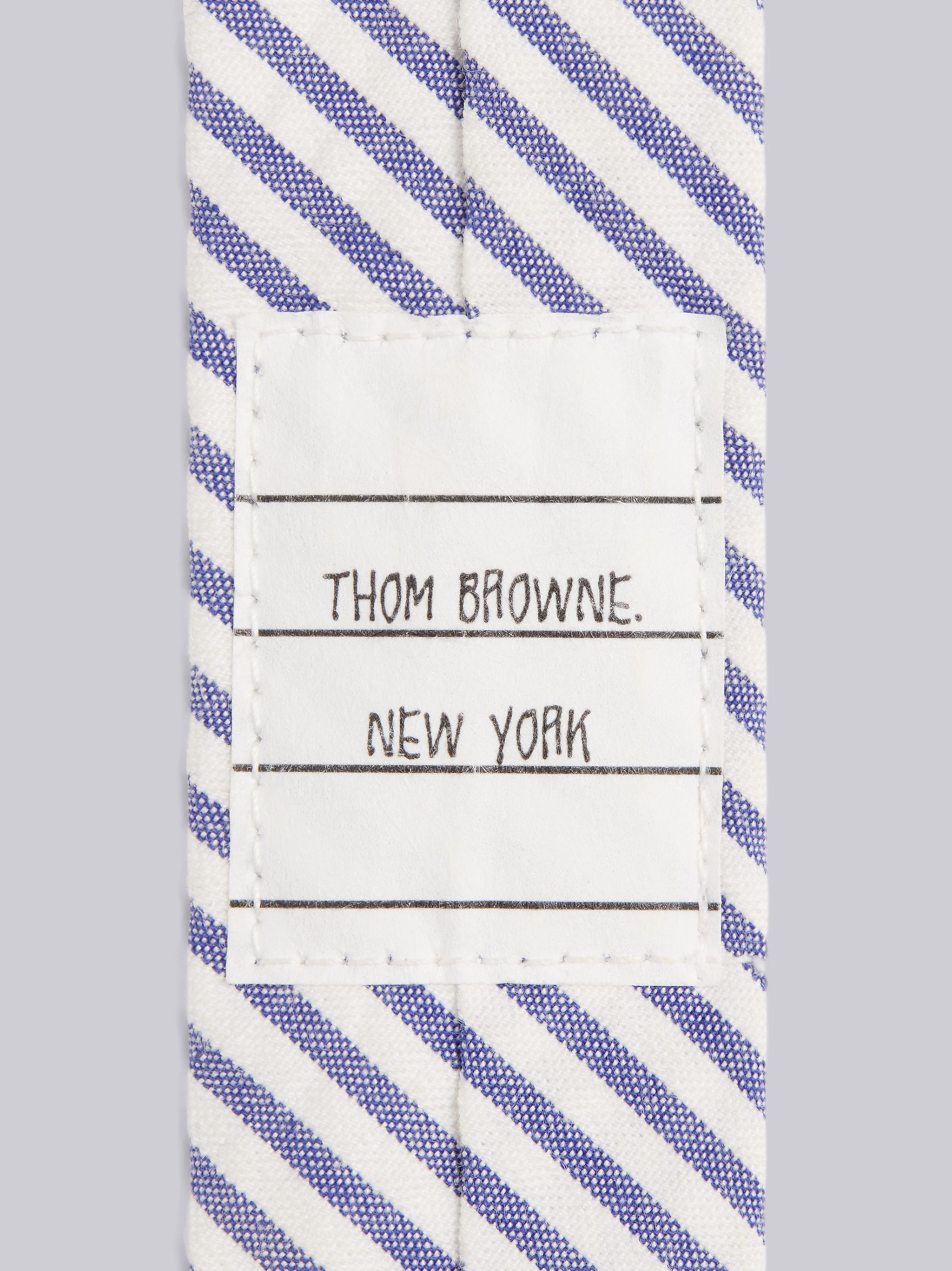 Thom Browne Striped Seersucker Tie In White