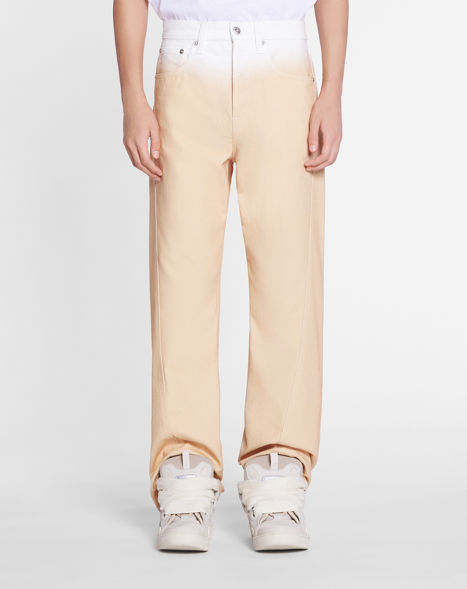Lanvin Logo Patch Straight Leg Jeans In Nude