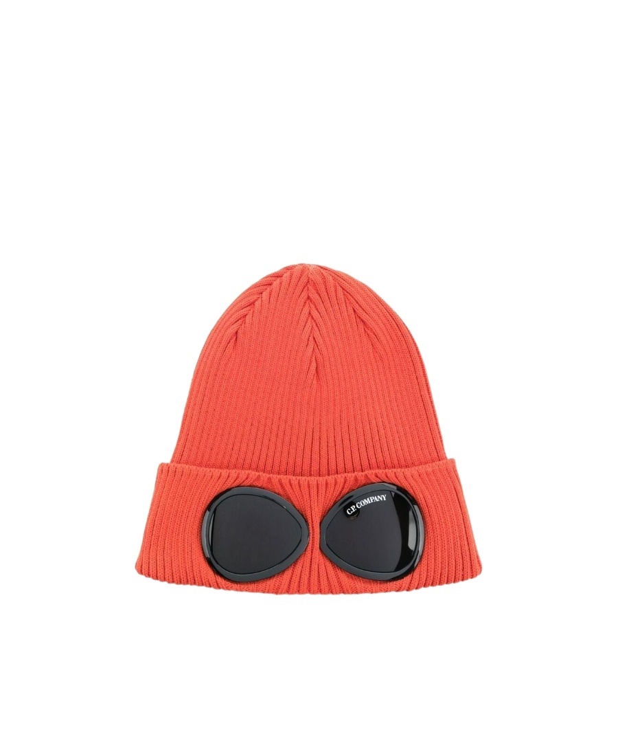C.p. Company Goggles Ribbed-knit Beanie Hat In Red