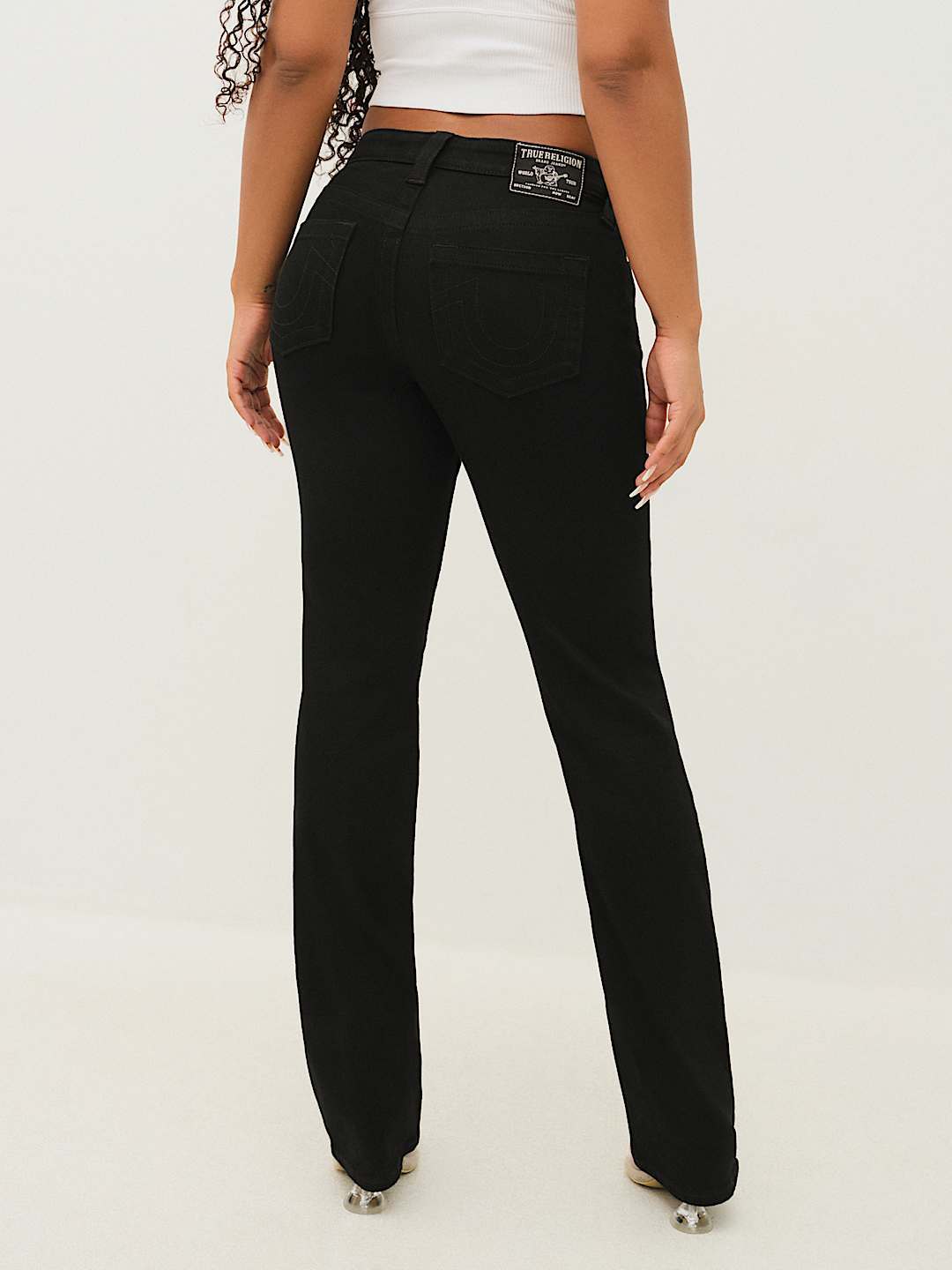 True Religion Becca Womens Mid-rise Raw Hem Bootcut Jeans In Black