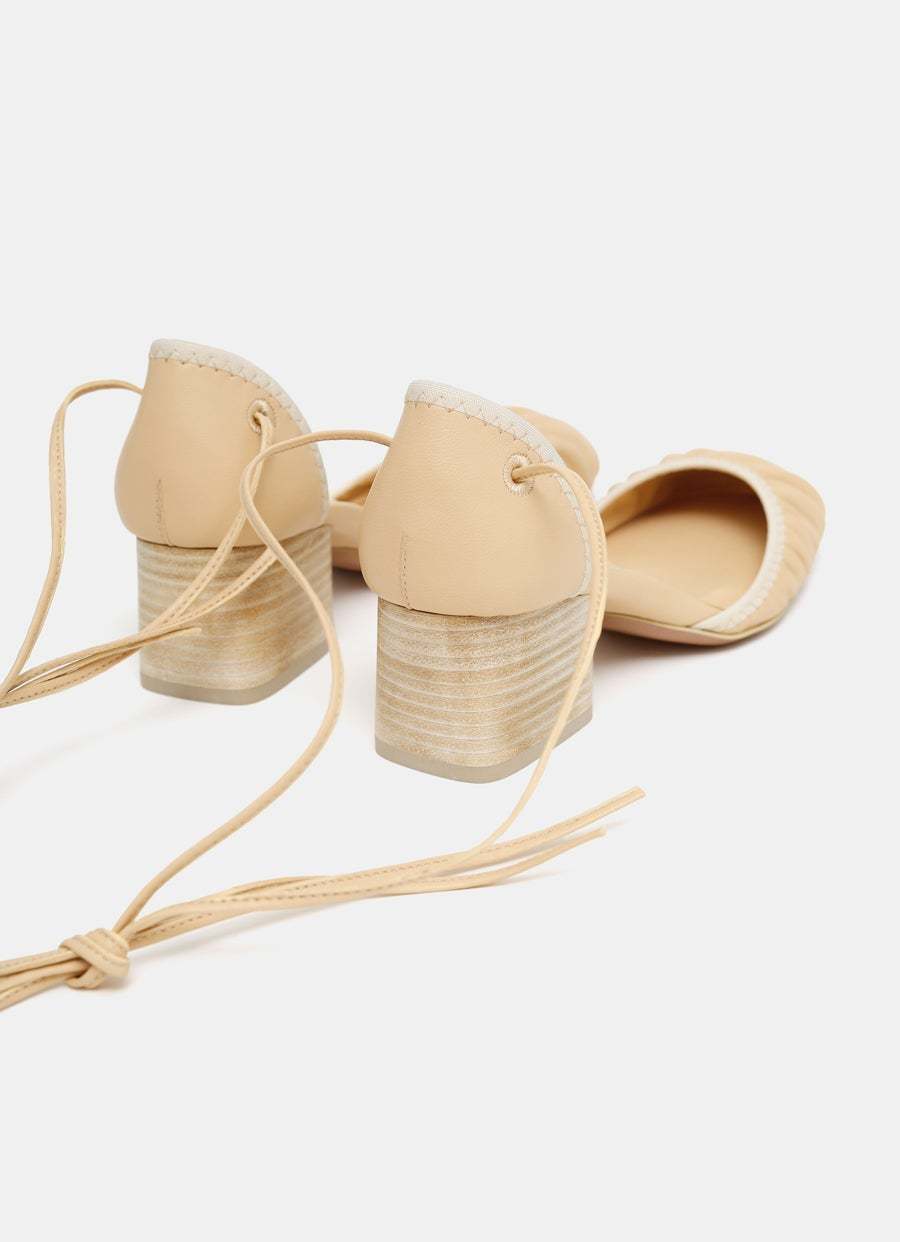 Lemaire Yellow Micro Ballerina 55 Heels In Nude