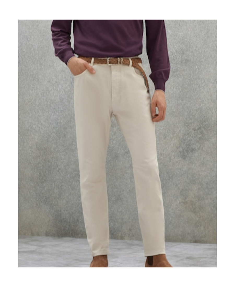 Brunello Cucinelli Logo-embroidered Tapered Cotton Jeans In White