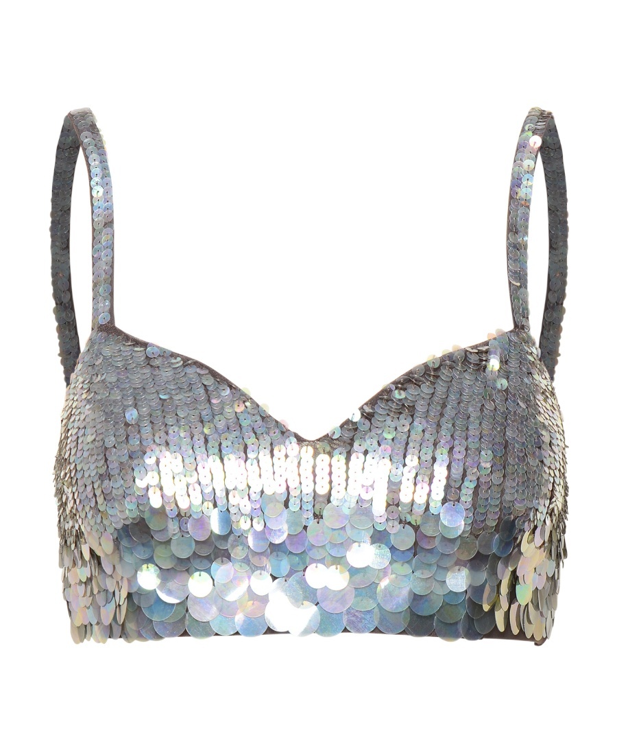 P.A.R.O.S.H IRIDESCENT SEQUIN CROPPED TOP 