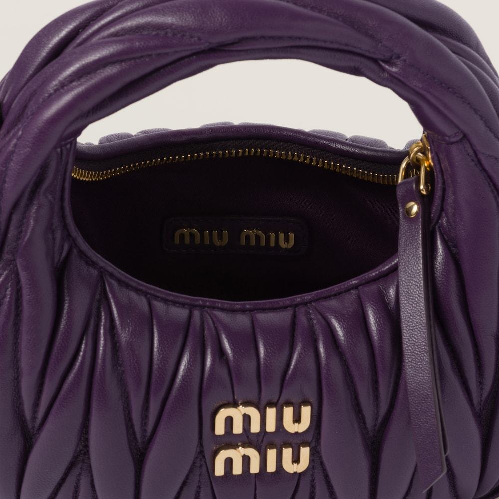 Miu Miu Mini Wander Quilted Leather Hobo Bag In Black