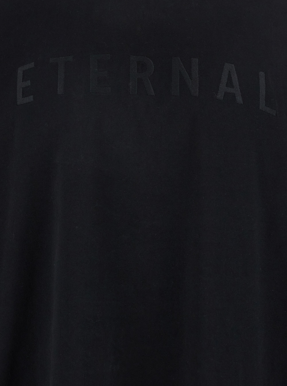 Fear Of God Black T-shirt With Eternal Print On The Front And Logo Patch On The Back In Black