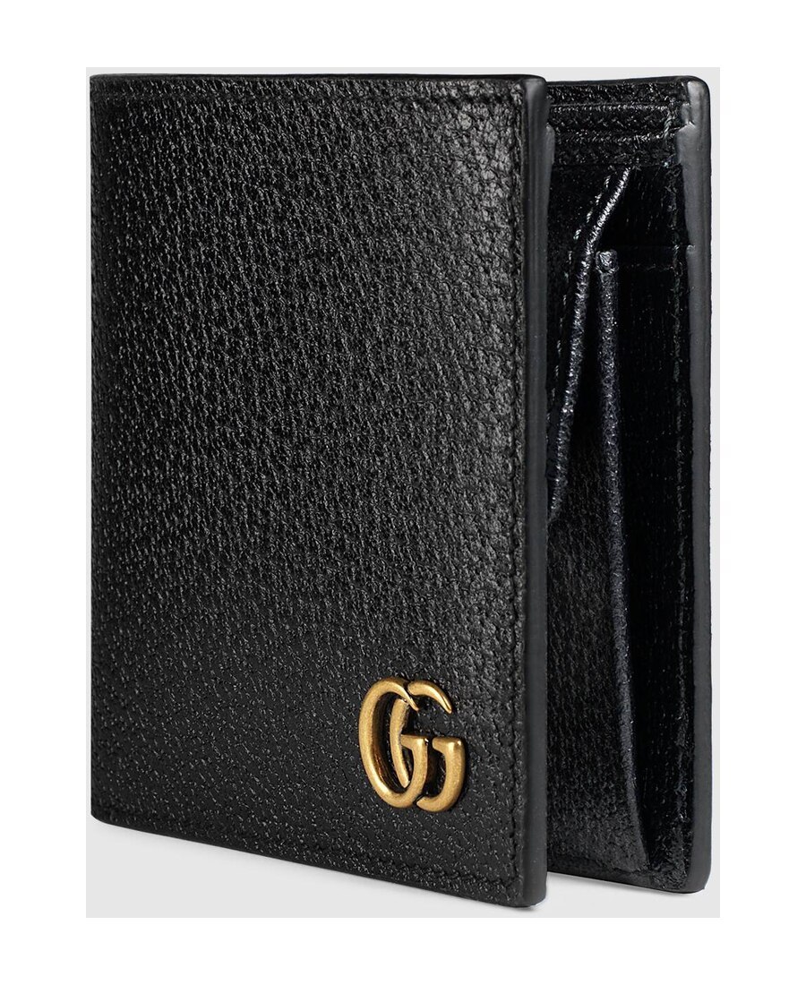 Shop Gucci Gg Marmont Leather Coin Wallet In Black