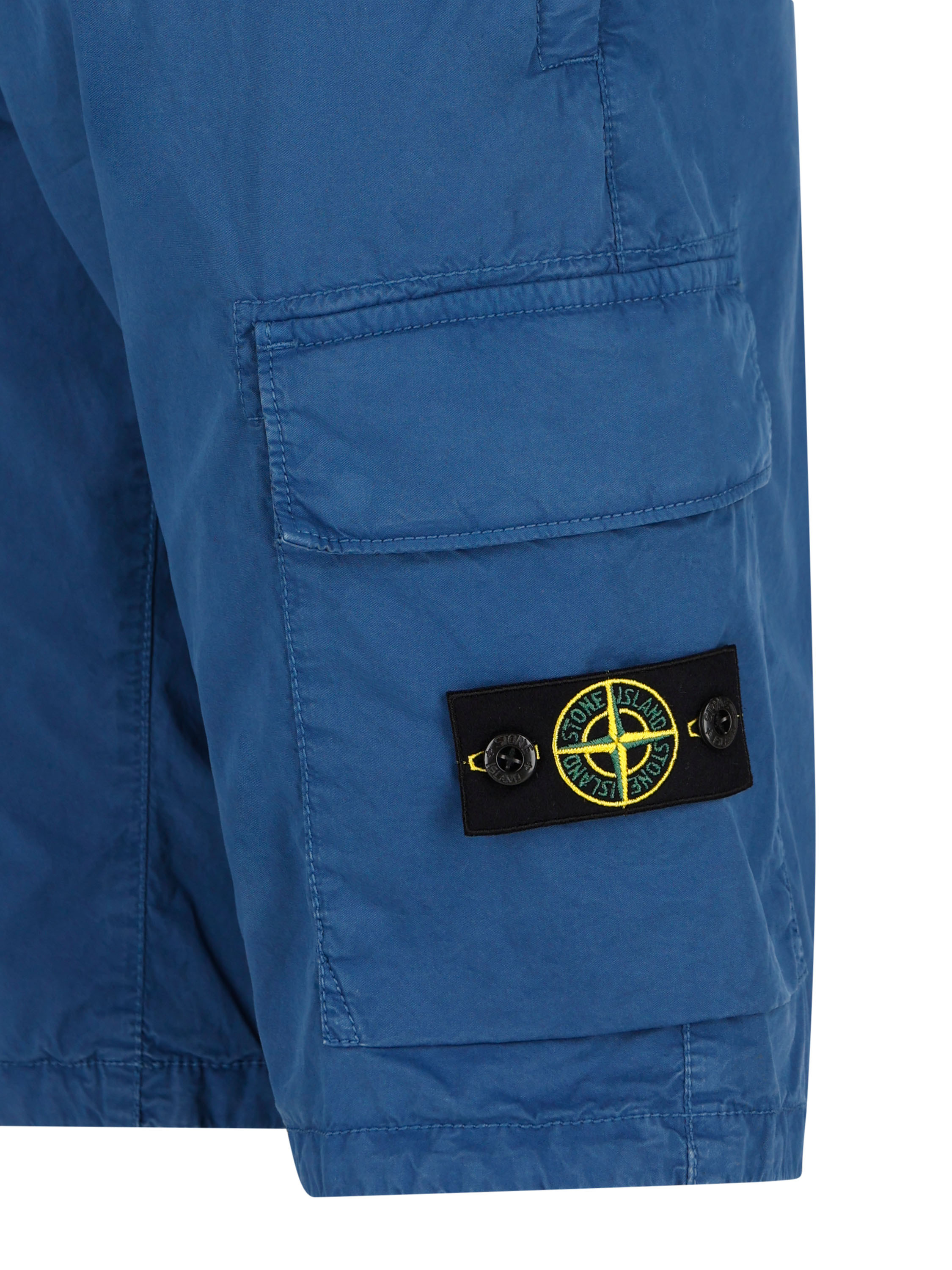 Stone Island Side Logo-patch Cargo Shorts In Blue