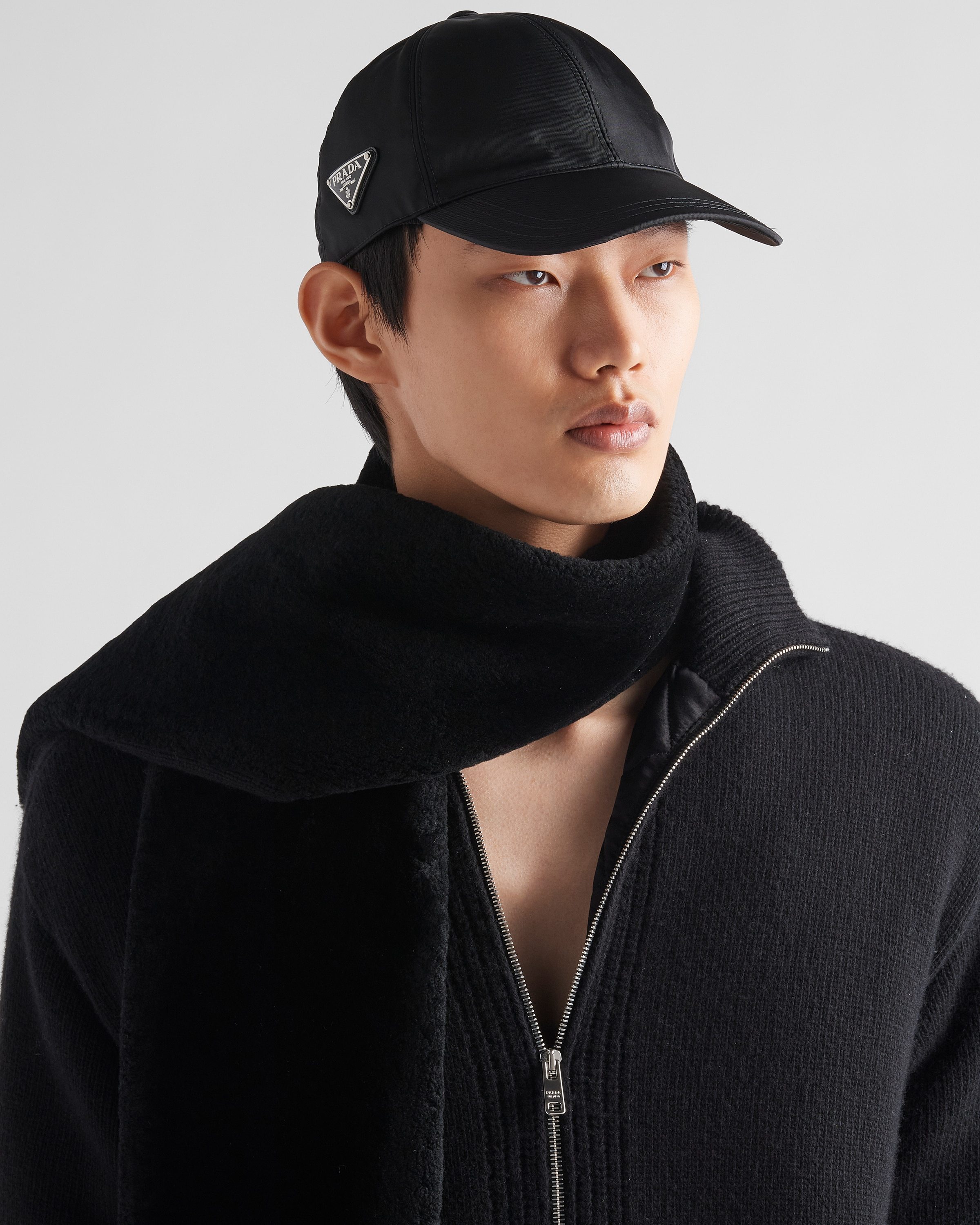 Prada Triangle-logo Wool-cashmere Cardigan In Black