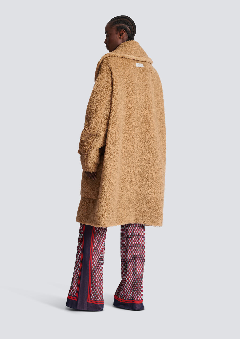 Shop Balmain Long Double-breasted Buttoned Coat In Nude
