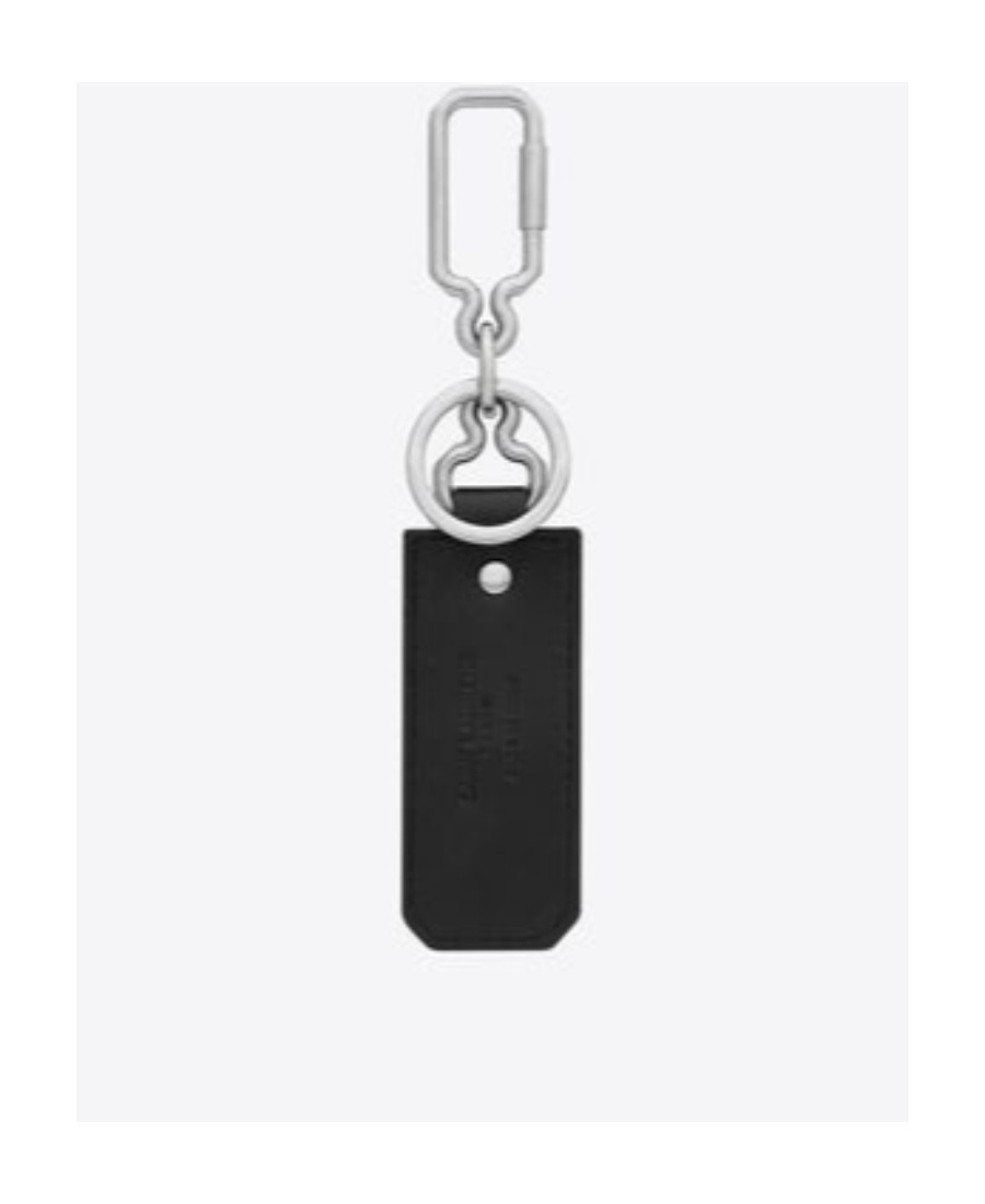Saint Laurent Cassandre-plaque Leather Keyring In Black