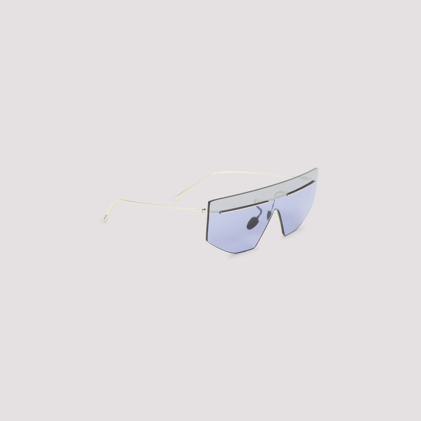 Prada Silver Metallic Geometric Lens Runway Sunglasses In Blue