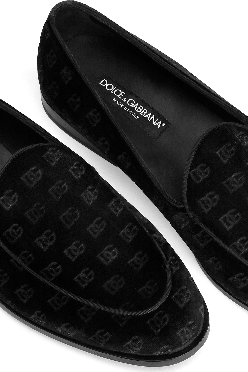 Dolce & Gabbana 'vivaldi' Black Loafers With All-over Logo Lettering In Black