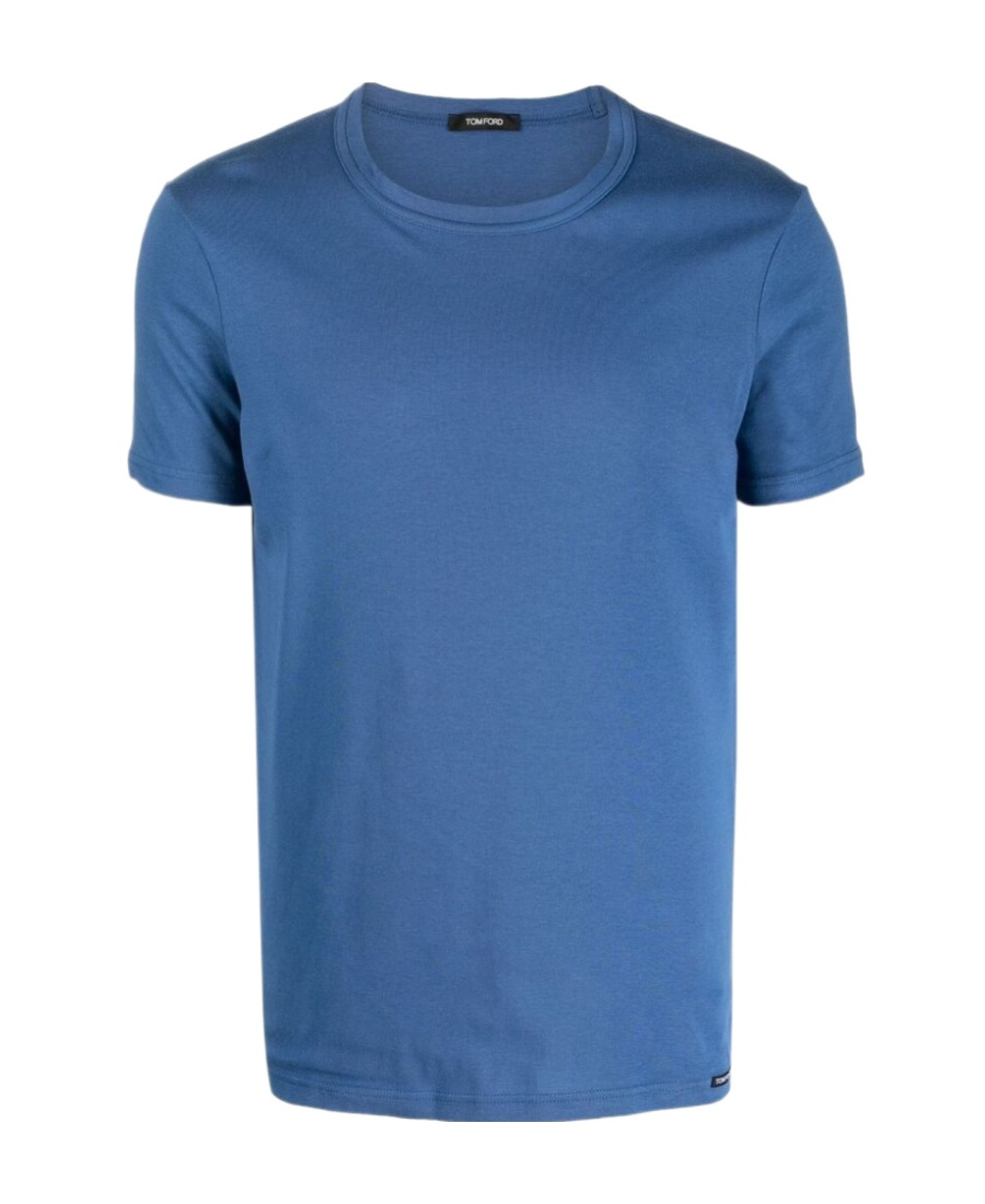 Tom Ford T-shirt With Round Neck And Short Sleeves In Blue