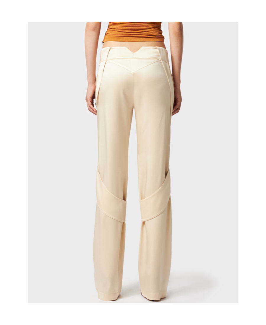 Blumarine Satin Wide-leg Cargo Trousers In White