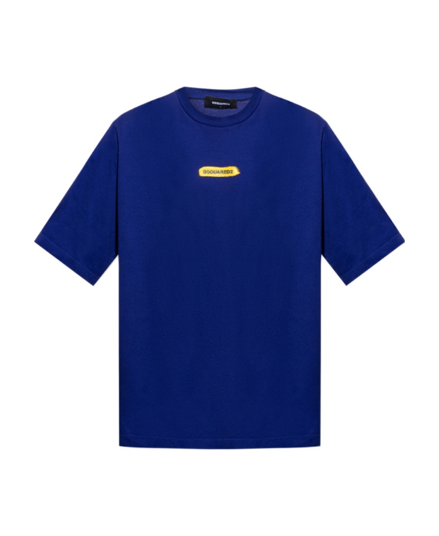Dsquared2 Logo-stamp Cottont-shirt In Blue